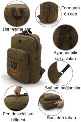 Old Cotton 5121 Açık Kahverengi Sırt Okul seyahat 15.6 Inç Laptop Kanvas Pamuk Kumaş Çantası