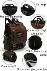 Cappadocia 4012 Kahve Haki Siyah Postacı Küçük Sırt Çapraz Omuz Askılı Günlük Pamuk Gabardin Çantası