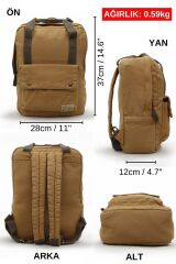 5067 Acapulco Camel Sırt Okul Seyahat 15.6 inç Laptop Notebook Çantası Pamuk Kanvas Kumaş
