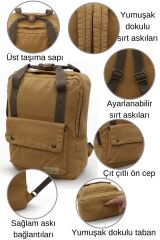5067 Acapulco Camel Sırt Okul Seyahat 15.6 inç Laptop Notebook Çantası Pamuk Kanvas Kumaş