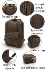 5067 Acapulco Kahverengi Sırt Okul Seyahat 15.6 inç Laptop Notebook Çantası Pamuk Kanvas Kumaş