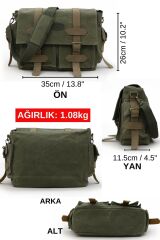 Cargo 7156 Baltimore Haki Yeşil Suya Dayanıklı Gri Omuz Laptop Okul Seyahat Outdoor Çanta