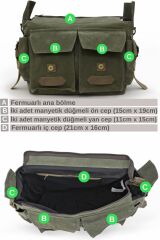 Cargo 7156 Baltimore Haki Yeşil Suya Dayanıklı Gri Omuz Laptop Okul Seyahat Outdoor Çanta