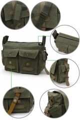 Cargo 7156 Baltimore Haki Yeşil Suya Dayanıklı Gri Omuz Laptop Okul Seyahat Outdoor Çanta