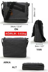 Cargo 7136 Robbie Gri 14 inç Laptop Günlük Omuz Okul Seyahat Vintage Pamuk Kanvas Çanta