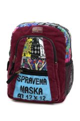 Cargo 5112 Elton Bag Patchwork 13'' inç Laptop Okul Pamuk Kumaş Bordo Sırt Çantası