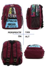 Cargo 5112 Elton Bag Patchwork 13'' inç Laptop Okul Pamuk Kumaş Bordo Sırt Çantası