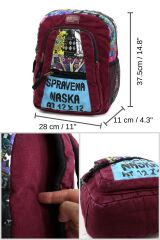 Cargo 5112 Elton Bag Patchwork 13'' inç Laptop Okul Pamuk Kumaş Bordo Sırt Çantası