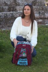 Cargo 5112 Elton Bag Patchwork 13'' inç Laptop Okul Pamuk Kumaş Bordo Sırt Çantası