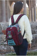 Cargo 5112 Elton Bag Patchwork 13'' inç Laptop Okul Pamuk Kumaş Bordo Sırt Çantası