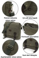 Cargo 8045 Haki Yeşil Postacı Omuz Kanvas Tablet Evrak Laptop Okul Notebook Çantası