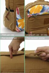 7224 Camel Sırt Okul Seyahat 15.6 inç inch Laptop Günlük Notebook Pamuk Kanvas Kumaş Çanta