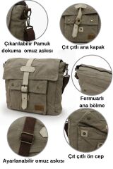 Cargo 7170 Branco Bej Omuz Postacı Laptop Notebook Pamuk Kanvas Evrak Çantası