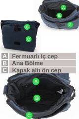 Cargo 7136 Robbie Lacivert Mavi 14 inç Laptop Günlük Omuz Okul Seyahat Vintage Pamuk Kanvas Çanta