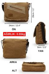 Cargo 7136 Robbie Camel 14 inç Laptop Günlük Omuz Okul Seyahat Vintage Pamuk Kanvas Çanta
