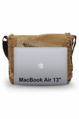 Cargo 7136 Robbie Camel 14 inç Laptop Günlük Omuz Okul Seyahat Vintage Pamuk Kanvas Çanta