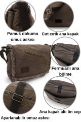 Cargo 7136 Robbie Kahverengi 14 inç Laptop Günlük Omuz Okul Seyahat Vintage Pamuk Kanvas Çanta
