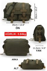 Cargo 7156 Baltimor Salaş Haki Yeşil Omuz Laptop Postacı Seyahat Okul Çantası