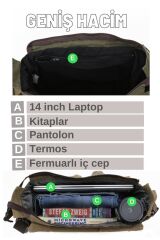 Cargo 7156 Baltimor Salaş Haki Yeşil Omuz Laptop Postacı Seyahat Okul Çantası