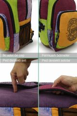 5017 Turuncu Bordo Sırt Okul Seyahat 15.6 inç inch Laptop Günlük Notebook Pamuk Kumaş Çanta