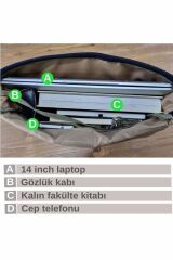 4047 Antiochia GL Hakiki Deri Haki Yeşil Omuz Postacı Okul Suya Dayanıklı Mumlu Kanvas Laptop Çanta