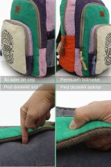 5017 Bej Yeşil Pembe Sırt Okul Seyahat 15.6 inç inch Laptop Günlük Notebook Pamuk Kumaş Çanta
