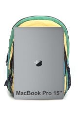 5017 Mor Neon Yeşil Sırt Okul Seyahat 15.6 Inç Inch Laptop Günlük Notebook Pamuk Kumaş Çanta