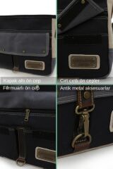 4047 Antiochia GL Hakiki Deri Omuz Postacı Okul Evrak Suya Dayanıklı Mumlu Kanvas Laptop Çantası