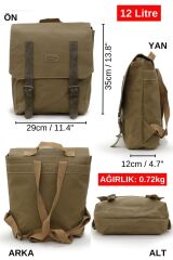 7000 S Patroit Bag Suya Dayanıklı Camel Mumlu Kanvas Sırt Okul Seyahat 15.6 Laptop Çantası