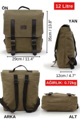 7000 S Patroit Bag Suya Dayanıklı Kahverengi Mumlu Kanvas Sırt Okul Seyahat Laptop Çantası