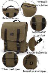 7000 S Patroit Bag Suya Dayanıklı Kahverengi Mumlu Kanvas Sırt Okul Seyahat Laptop Çantası