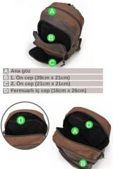 7184 Revilla Kahverengi Sırt Okul seyahat 15.6 Inç Laptop Notebook Spor Kanvas Pamuk Kumaş Çantası