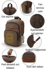 7184 Revilla Kahverengi Sırt Okul seyahat 15.6 Inç Laptop Notebook Spor Kanvas Pamuk Kumaş Çantası