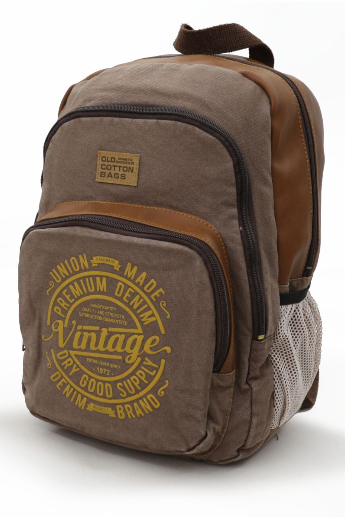 7184 Revilla Kahverengi Sırt Okul seyahat 15.6 Inç Laptop Notebook Spor Kanvas Pamuk Kumaş Çantası