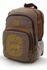 7184 Revilla Kahverengi Sırt Okul seyahat 15.6 Inç Laptop Notebook Spor Kanvas Pamuk Kumaş Çantası