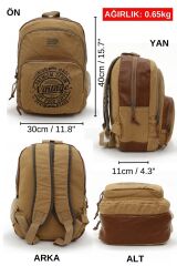 7184 Revilla Camel Sarı Sırt Okul seyahat 15.6 Inç Laptop Notebook Spor Kanvas Pamuk Kumaş Çantası