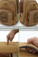 7184 Revilla Camel Sarı Sırt Okul seyahat 15.6 Inç Laptop Notebook Spor Kanvas Pamuk Kumaş Çantası