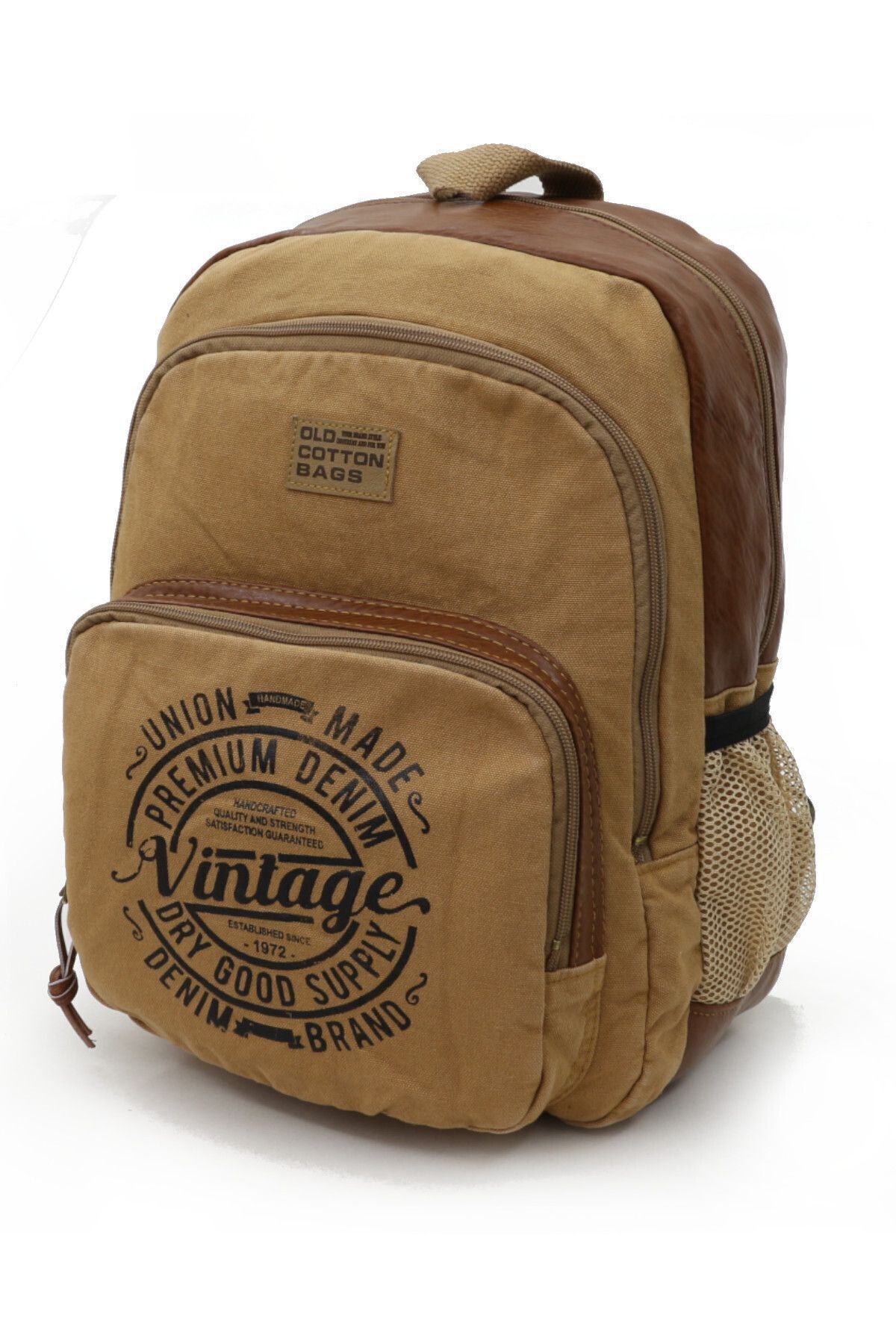 7184 Revilla Camel Sarı Sırt Okul seyahat 15.6 Inç Laptop Notebook Spor Kanvas Pamuk Kumaş Çantası