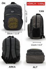 7184 Revilla Gri Sırt Okul seyahat -15.6 Inç Laptop - Notebook Spor Kanvas Pamuk Kumaş Çantası