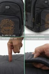 7184 Revilla Gri Sırt Okul seyahat -15.6 Inç Laptop - Notebook Spor Kanvas Pamuk Kumaş Çantası