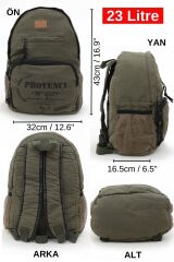 7054 New North Dokato Haki Yeşil Pamuk Kanvas Okul 15.6'' Laptop Notebook Seyahat Sırt Çantası