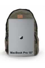 7054 New North Dokato Haki Yeşil Pamuk Kanvas Okul 15.6'' Laptop Notebook Seyahat Sırt Çantası