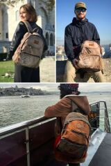 7054 New North Dokato Haki Yeşil Pamuk Kanvas Okul 15.6'' Laptop Notebook Seyahat Sırt Çantası