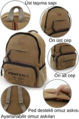 7054 New North Dokato Camel Sarı Kanvas Okul 15.6'' Laptop Notebook Seyahat Sırt Çantası