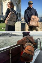 7054 New North Dokato Camel Sarı Kanvas Okul 15.6'' Laptop Notebook Seyahat Sırt Çantası