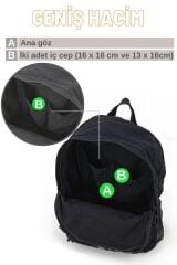 7054 New North Dokato Siyah Kanvas Pamuk Okul 15.6'' Laptop Notebook Seyahat Sırt Çantası