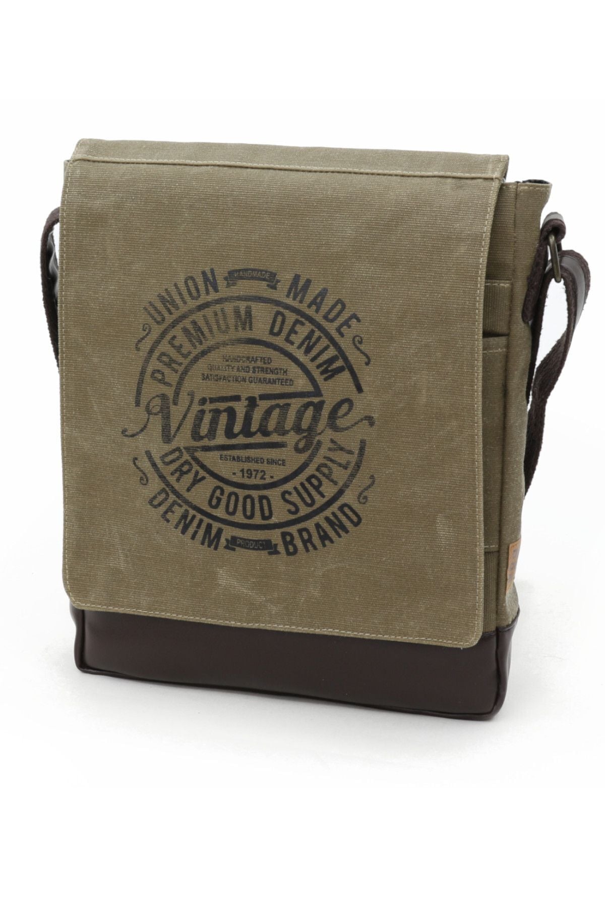 7112 Kahverengi Suya Dayanıklı Mumlu Kanvas Çapraz Askılı Postacı Omuz Okul Laptop Evrak Çantası