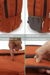 4007 Kiremit Sırt Okul Seyahat Günlük 15.6 Inç Laptop Notebook Çantası