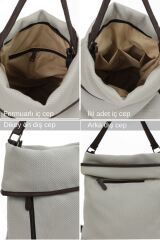 3210 Kyra Kadın Krem Bej Pamuk Kumaşlı Salaş Günlük Çapraz Omuz Sırt El Çantası