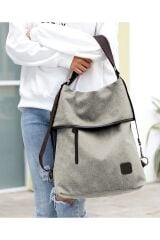 3210 Kyra Kadın Krem Bej Pamuk Kumaşlı Salaş Günlük Çapraz Omuz Sırt El Çantası